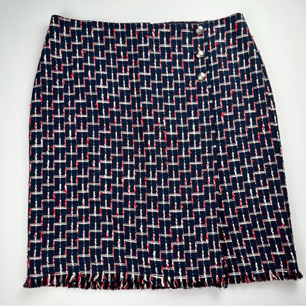 Talbots Navy Red White Tweed Skirt Size 10P